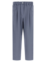 Pantalon décontracté en viscose bleu Brunello Cucinelli