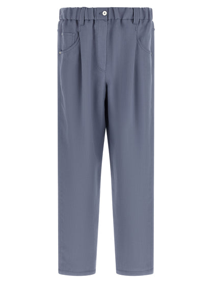 Brunello Cucinelli Blue Viscose Casual Pants