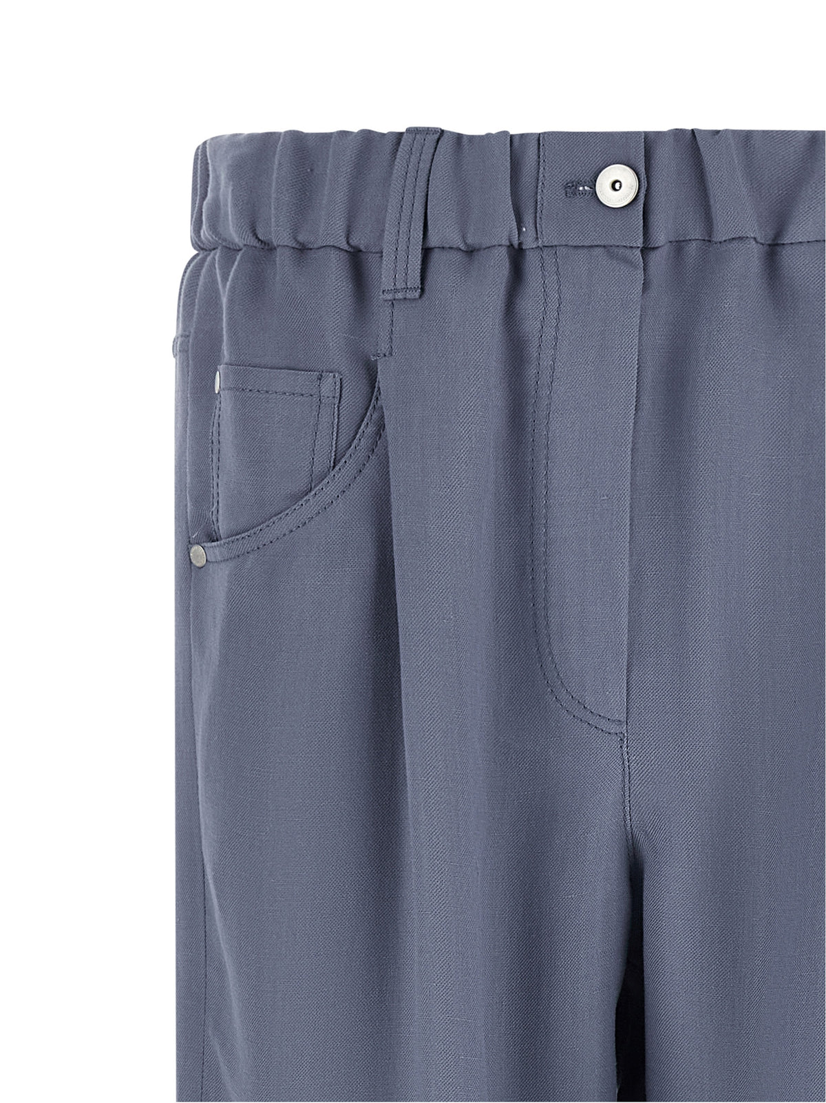 Pantalon décontracté en viscose bleu Brunello Cucinelli