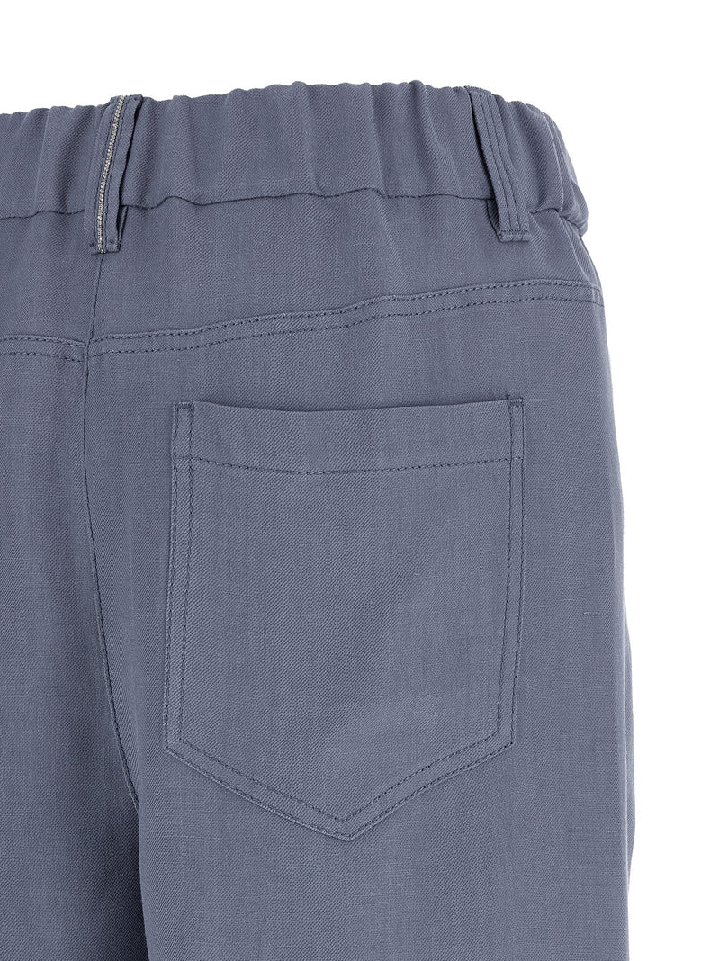 Brunello Cucinelli Blue Viscose Casual Pants
