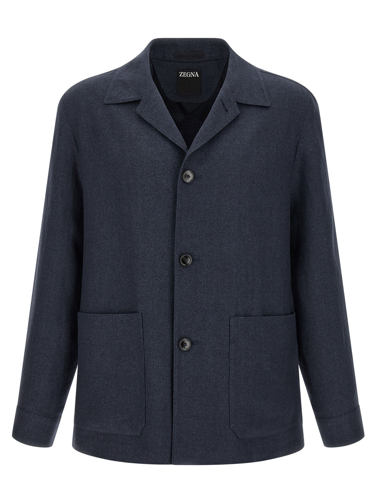 ZEGNA Alpe Blue Linen Full-Length Jacket
