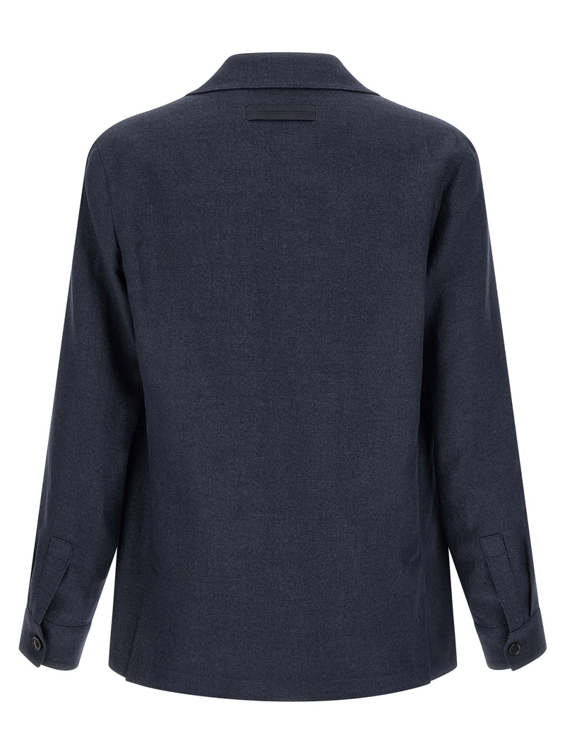 ZEGNA Alpe Blue Linen Full-Length Jacket