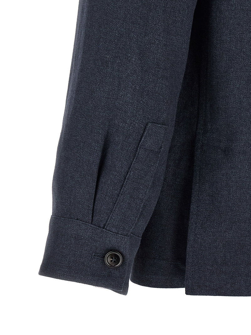 ZEGNA Alpe Blue Linen Full-Length Jacket