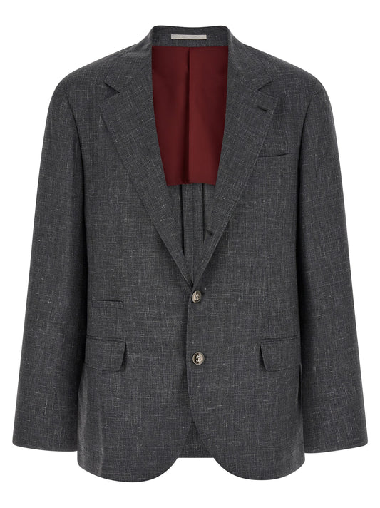 Brunello Cucinelli Gray Wool Blazer for Men