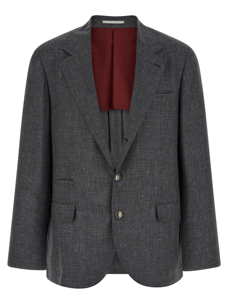 Brunello Cucinelli Gray Wool Blazer for Men