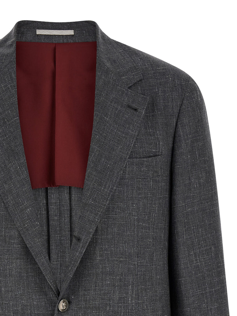 Brunello Cucinelli Gray Wool Blazer for Men