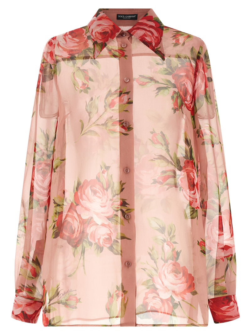 Dolce & Gabbana Multicolor Silk Blouse - Bouquet Rose Print
