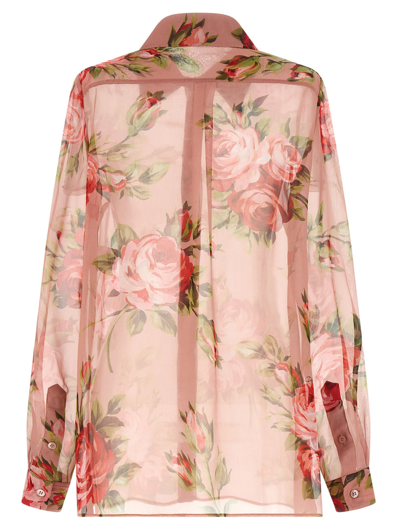 Dolce & Gabbana Multicolor Silk Blouse - Bouquet Rose Print