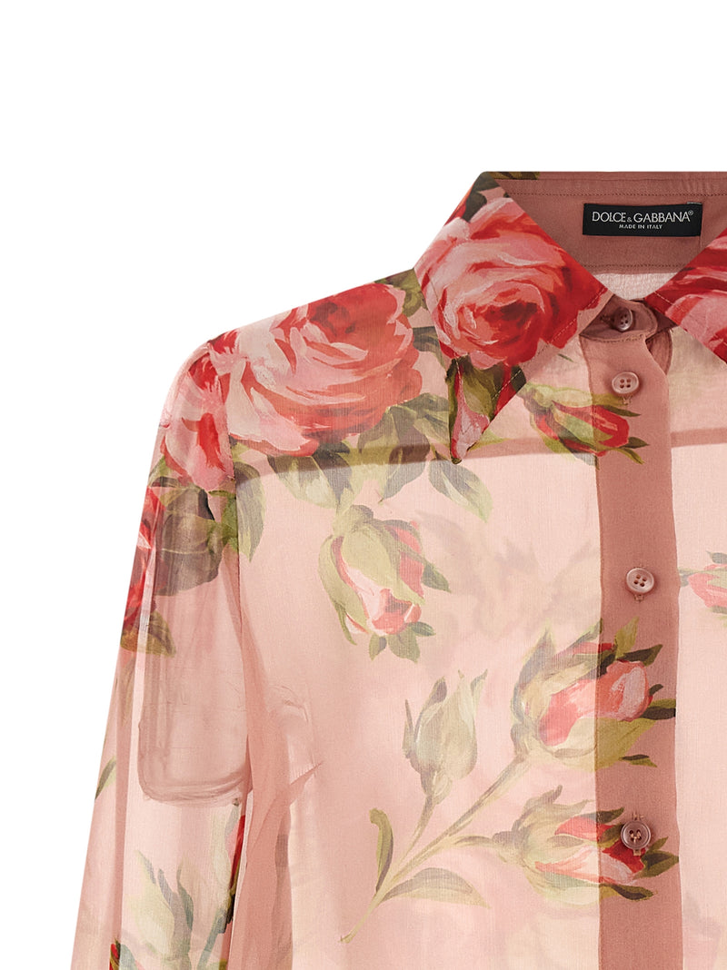 Dolce & Gabbana Multicolor Silk Blouse - Bouquet Rose Print