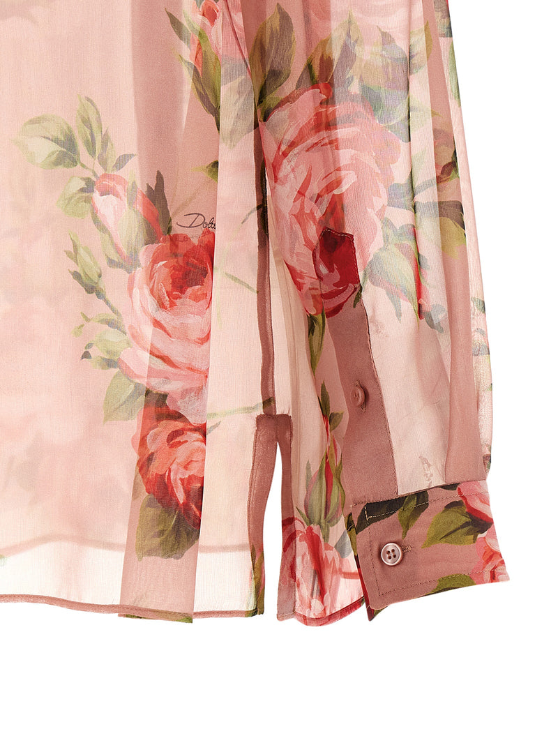 Dolce & Gabbana Multicolor Silk Blouse - Bouquet Rose Print