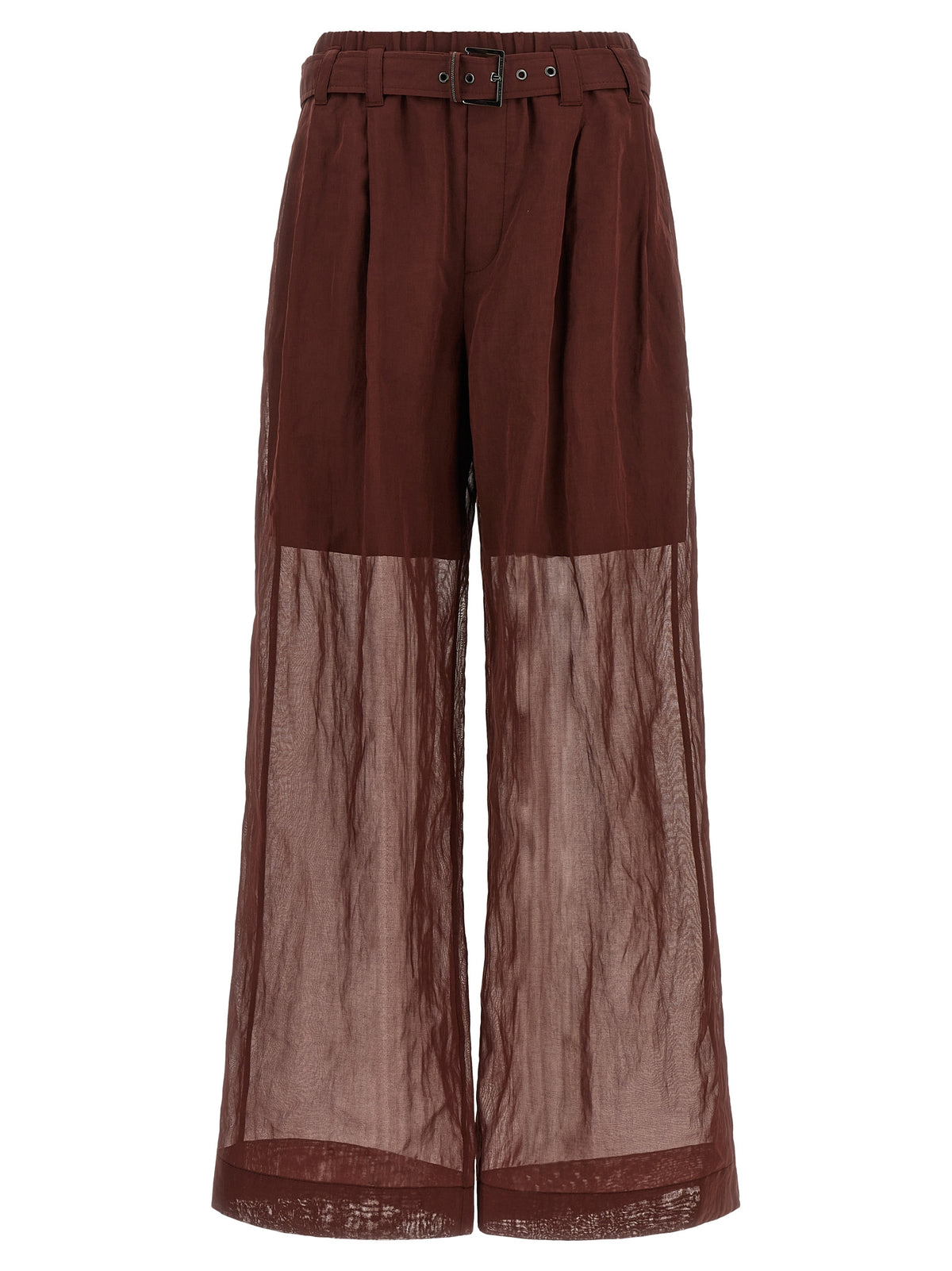 Pantalon évasé en coton bordeaux Brunello Cucinelli