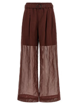 Pantalon évasé en coton bordeaux Brunello Cucinelli