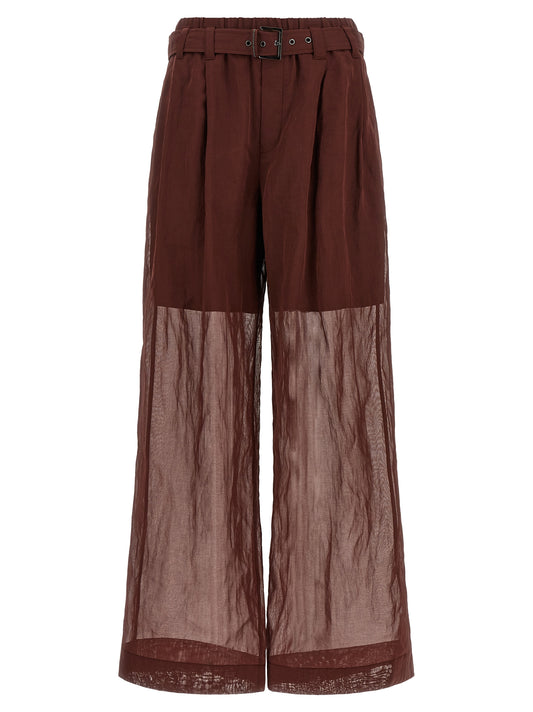 Pantalon évasé en coton bordeaux Brunello Cucinelli