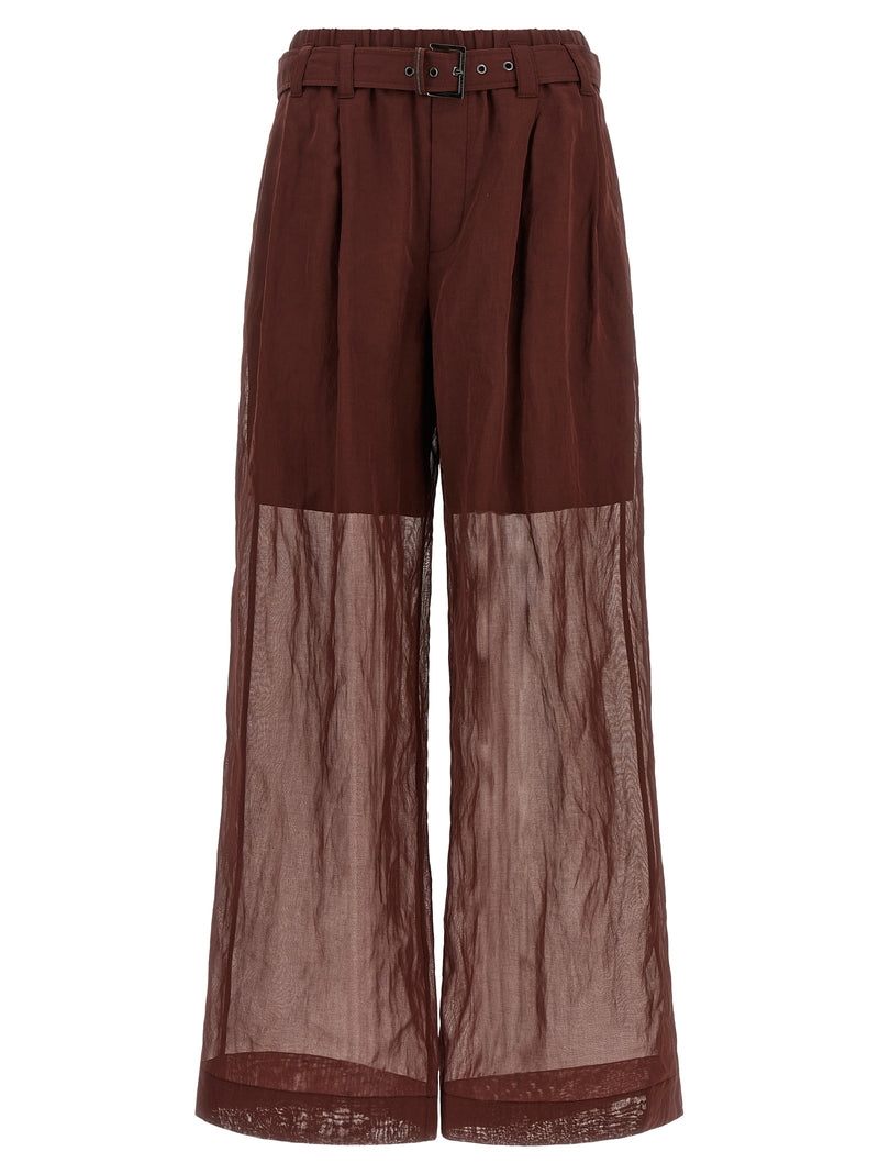 Pantalon évasé en coton bordeaux Brunello Cucinelli