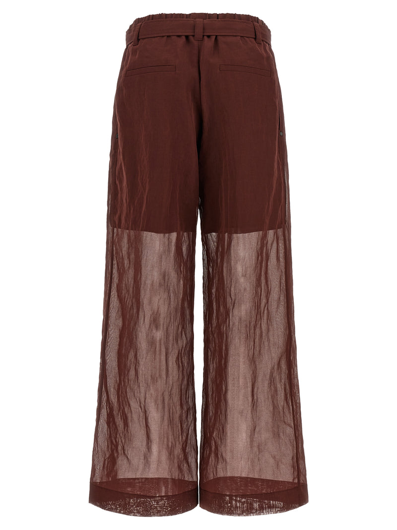 Pantalon évasé en coton bordeaux Brunello Cucinelli