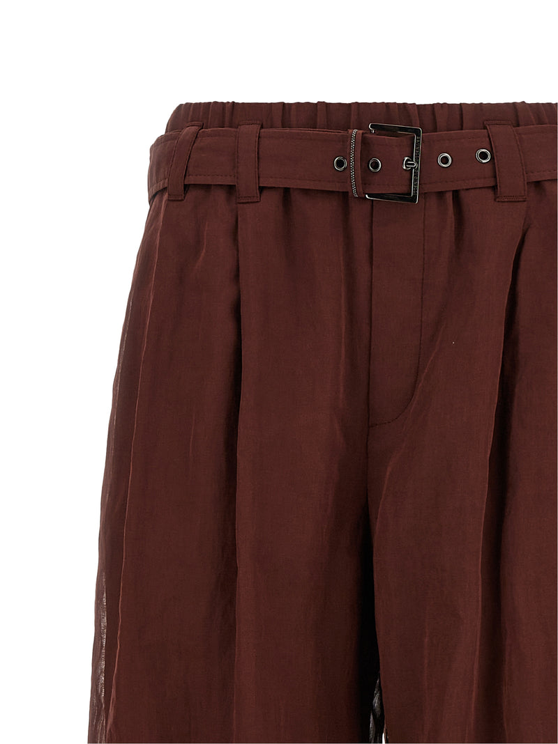 Pantalon évasé en coton bordeaux Brunello Cucinelli
