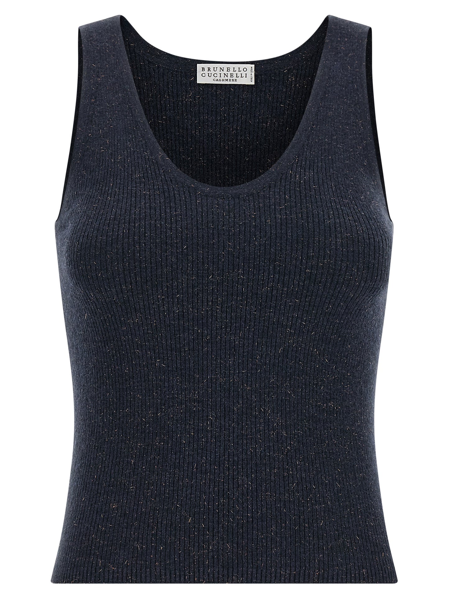 T-shirt sans manches en cachemire bleu Brunello Cucinelli