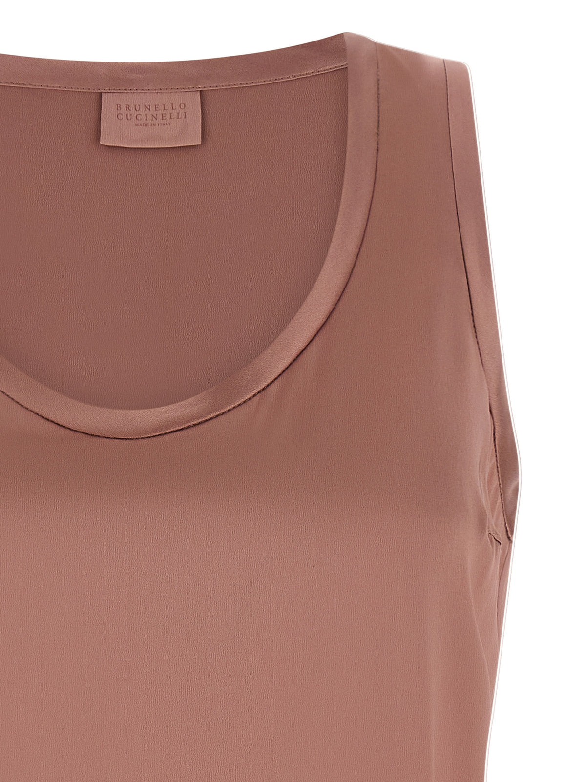 T-shirt sans manches en soie multicolore Brunello Cucinelli