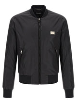 Dolce & Gabbana Black Polyamide Bomber Jacket for Men
