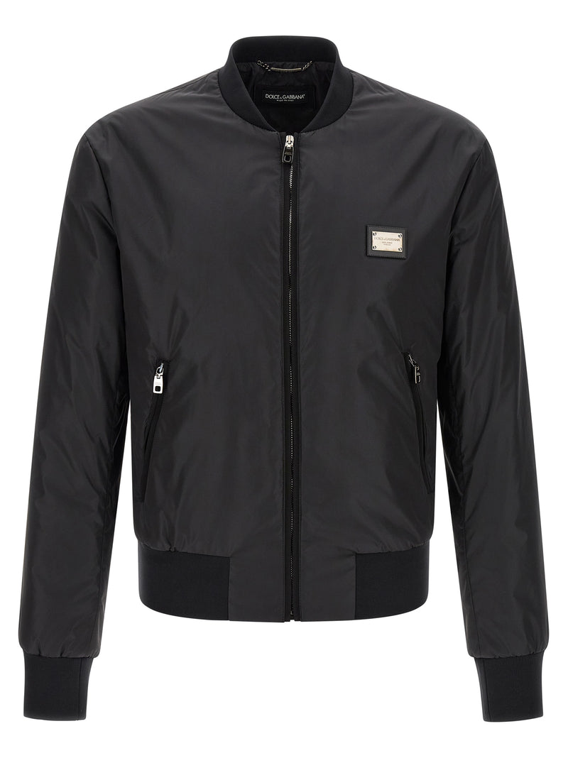 Dolce & Gabbana Black Polyamide Bomber Jacket for Men