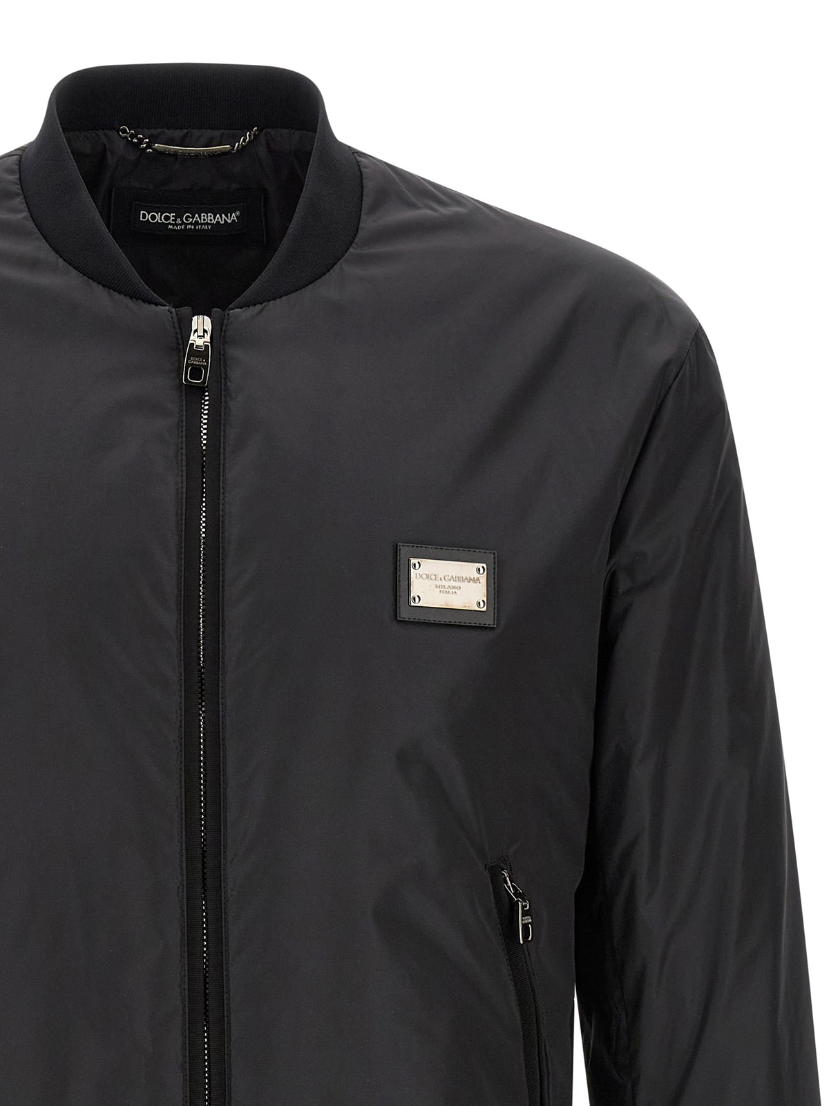 Dolce & Gabbana Black Polyamide Bomber Jacket for Men