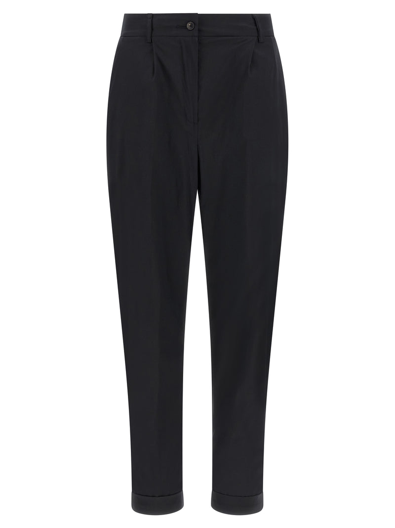 Kiton Black Cotton Casual Pants for Women