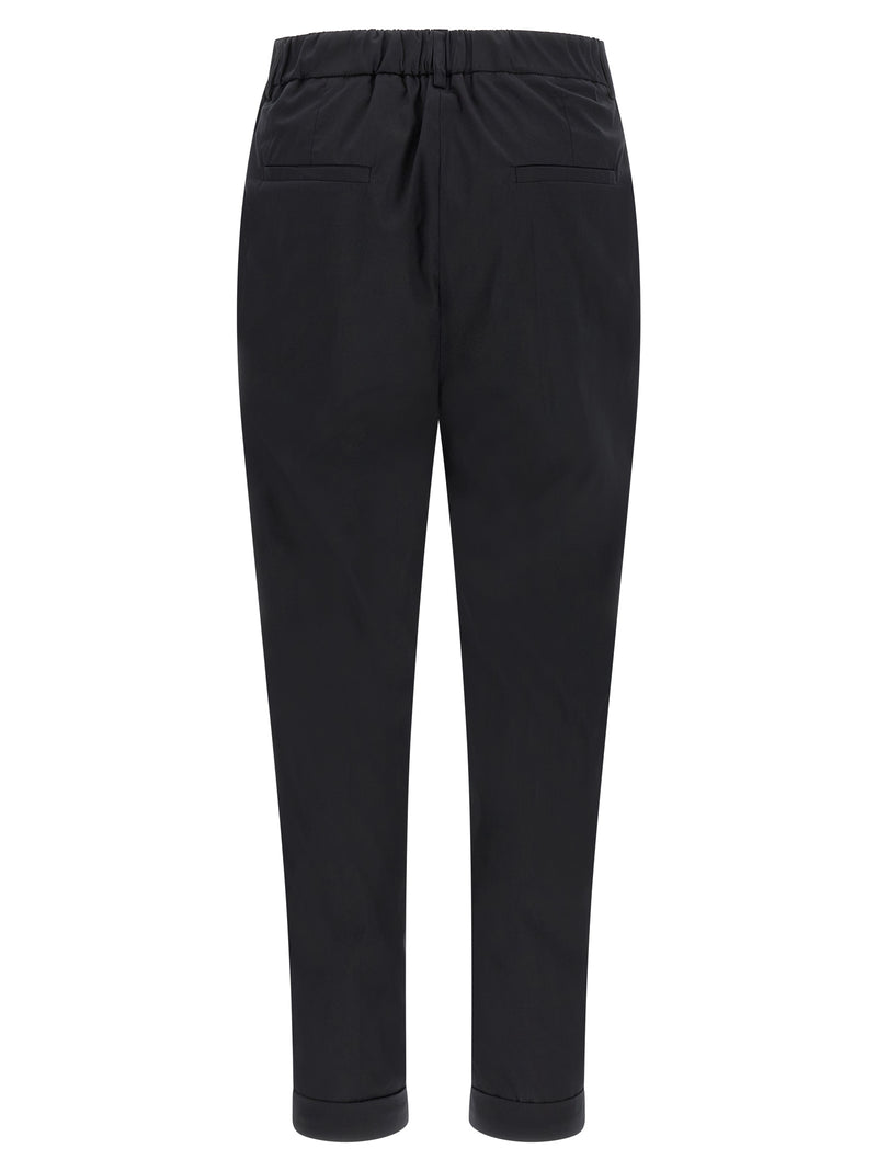 Kiton Black Cotton Casual Pants for Women