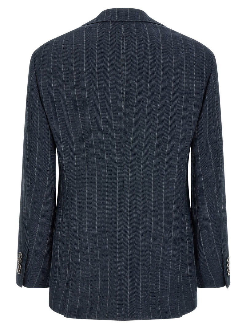Brunello Cucinelli Blazer en chanvre bleu