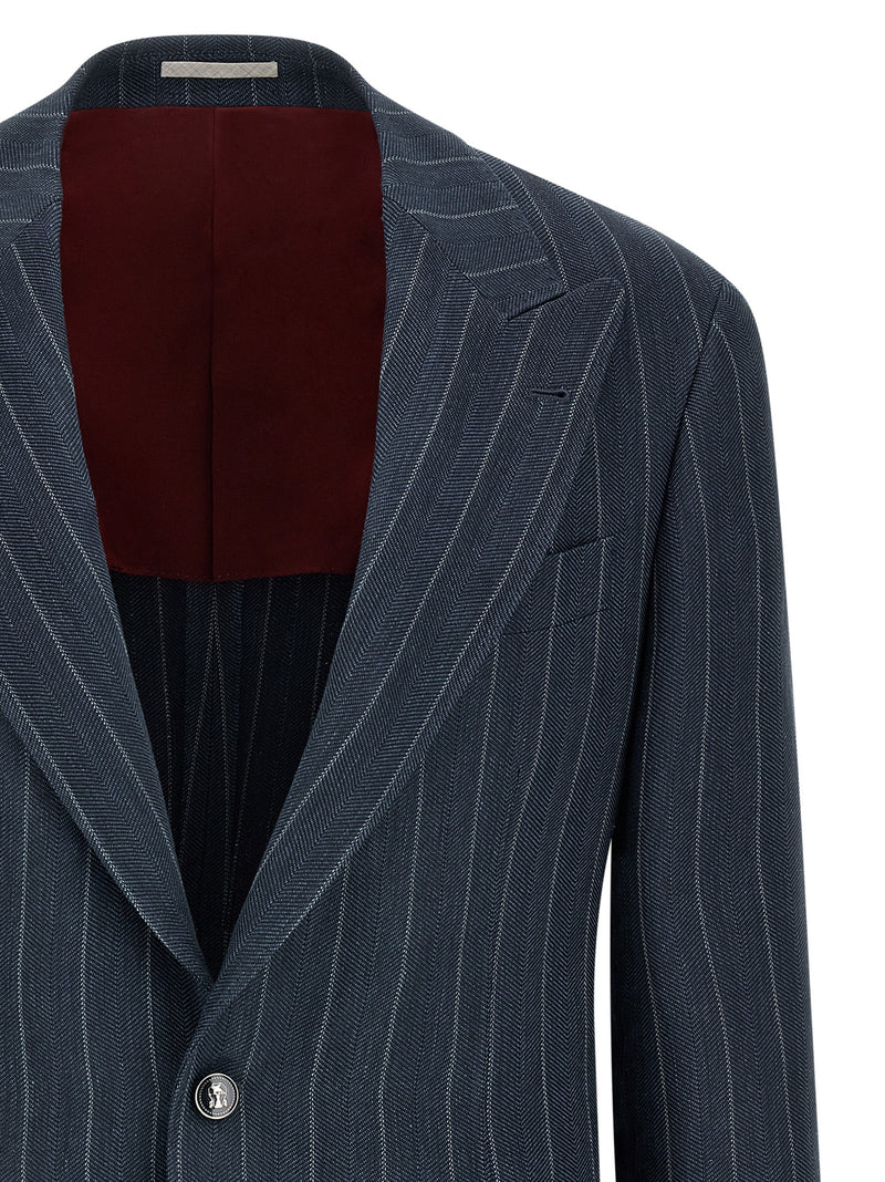Brunello Cucinelli Blazer en chanvre bleu