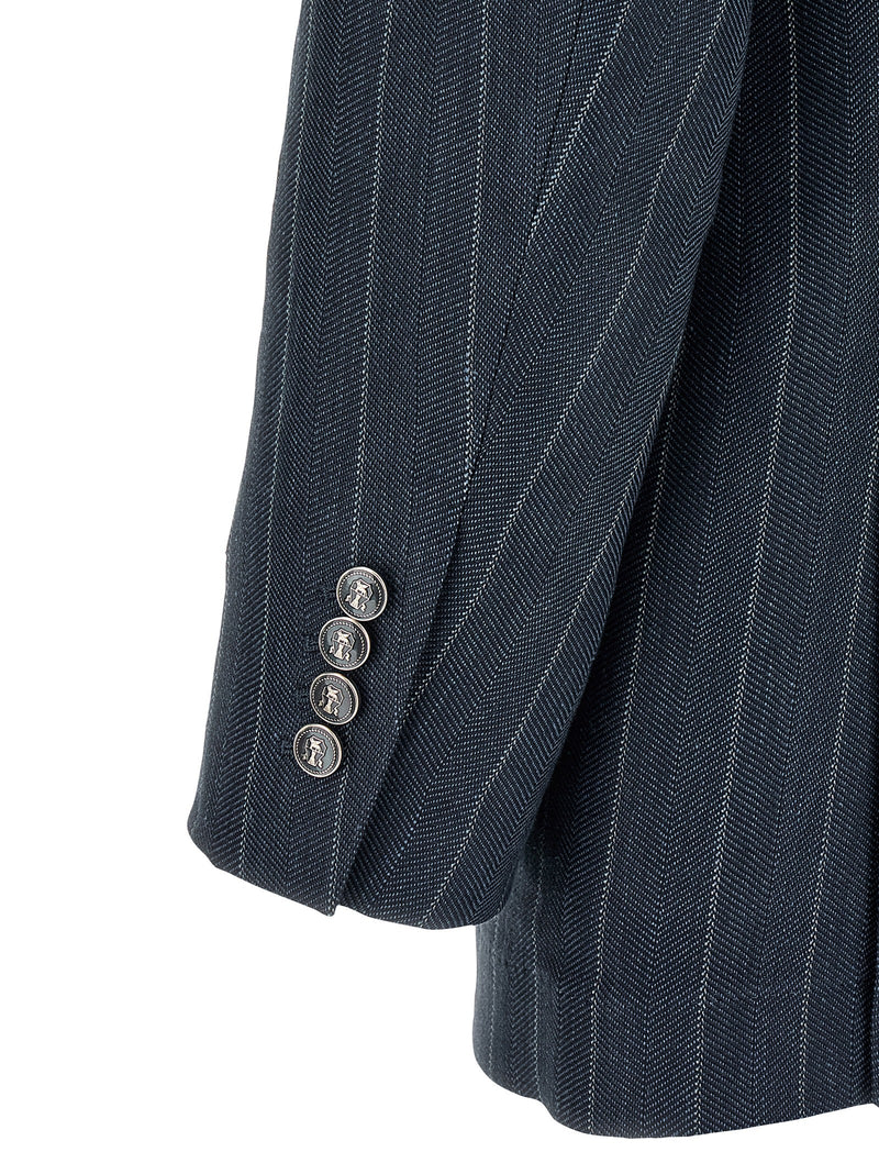 Brunello Cucinelli Blazer en chanvre bleu