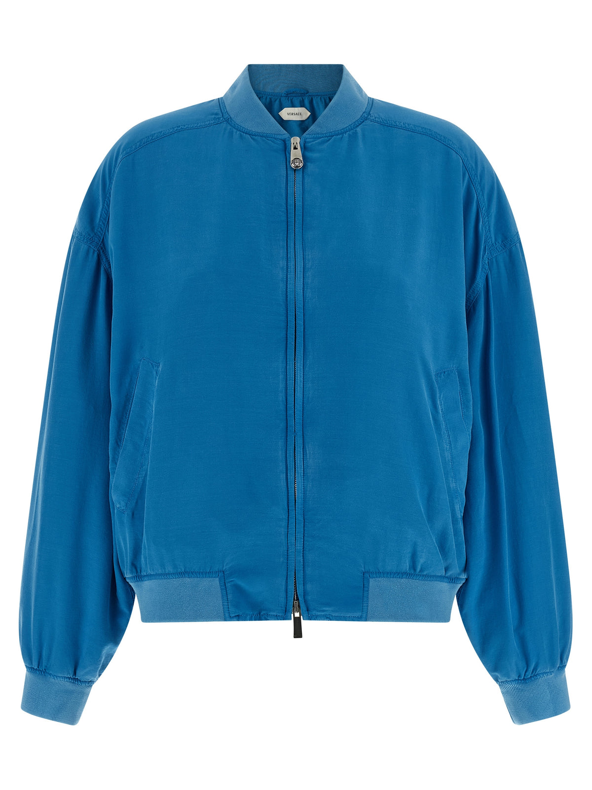 Bomber en soie bleue Versace