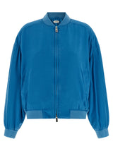 Bomber en soie bleue Versace