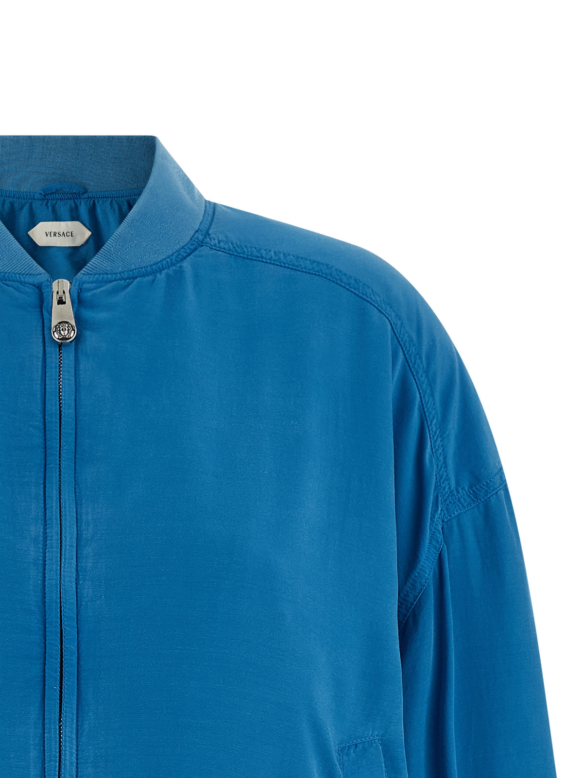 Bomber en soie bleue Versace