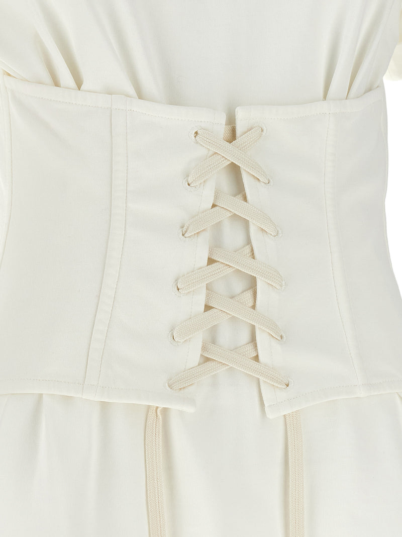 Alexander McQueen White Cotton T-Shirt with Corset Detail