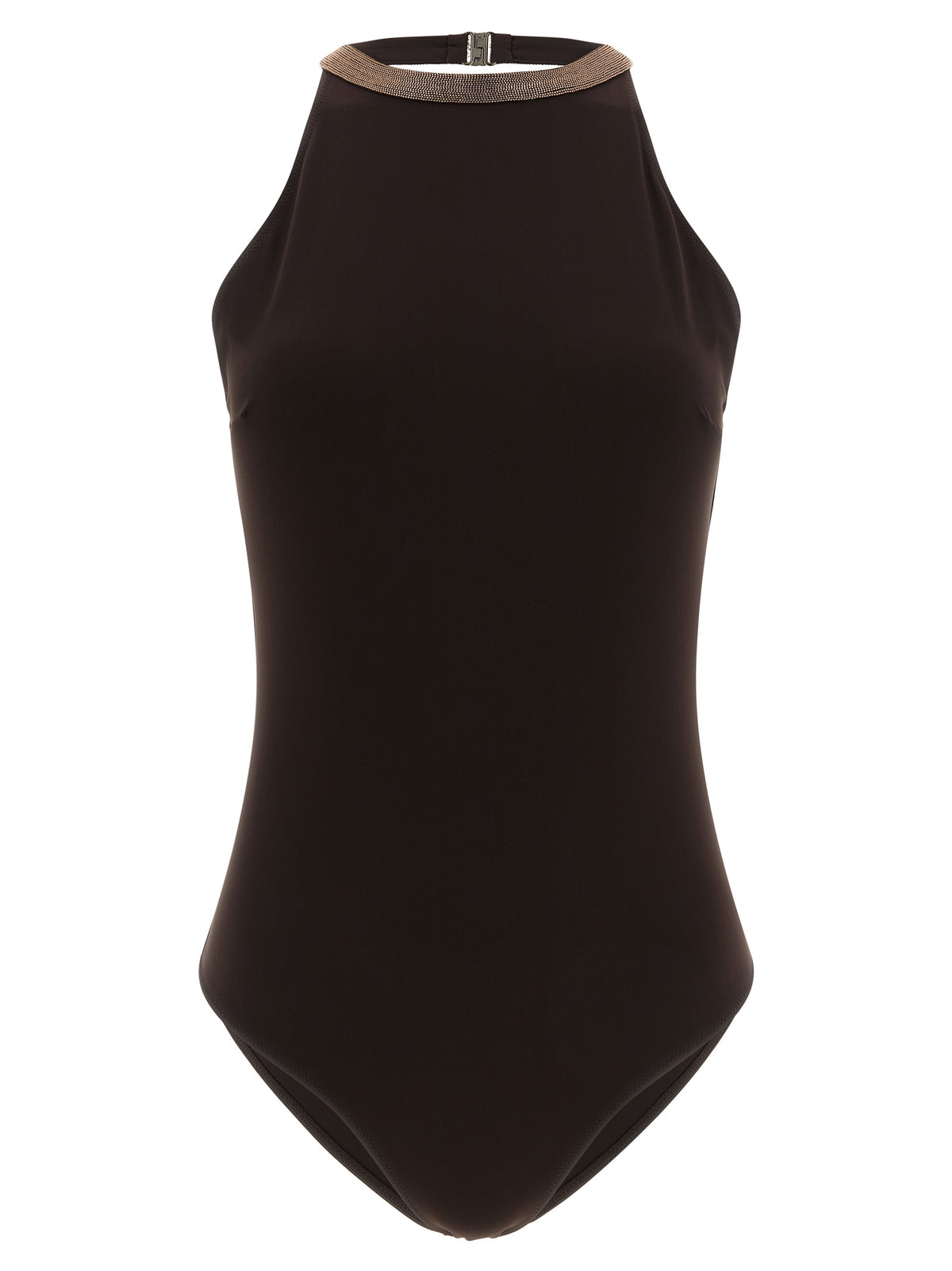 Brunello Cucinelli Brown Polyamide One-Piece Swimsuit