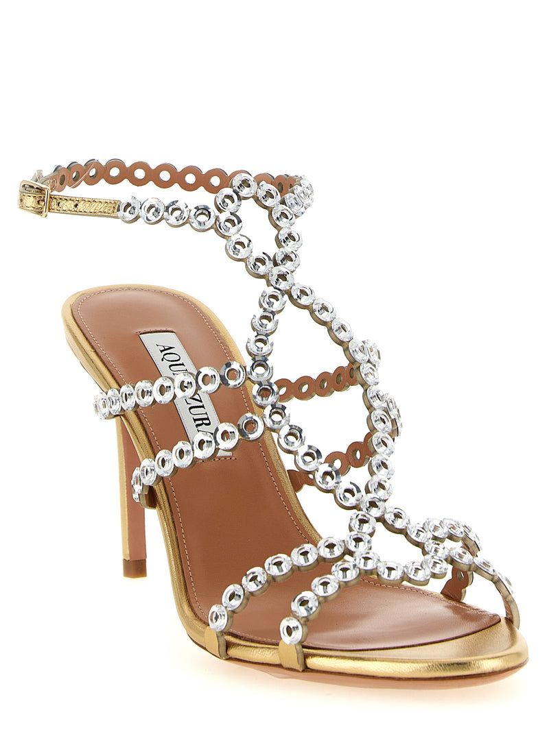 Sandales à talons aiguilles Aquazzura en cuir d'agneau doré