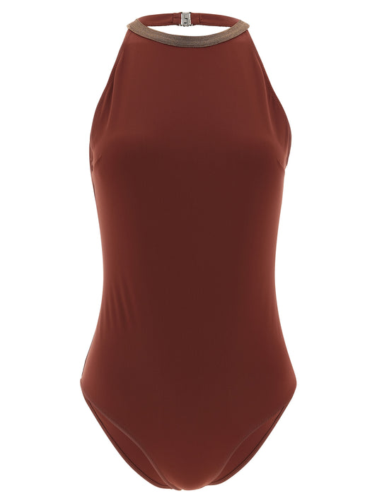 Maillot de bain une pièce en polyamide Brunello Cucinelli bordeaux