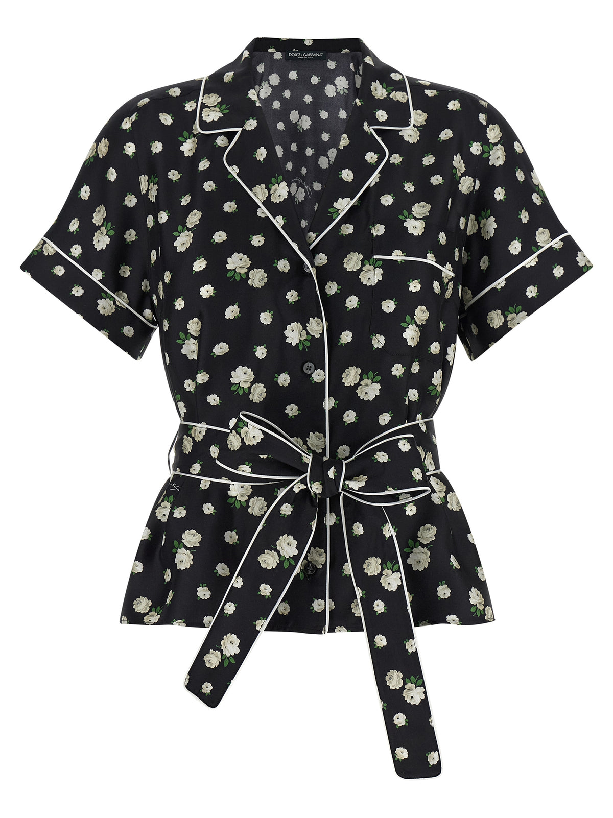 Dolce & Gabbana Black Silk Blouse - Fiorellini Print