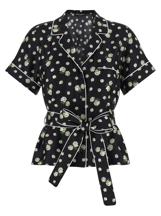 Dolce & Gabbana Black Silk Blouse - Fiorellini Print