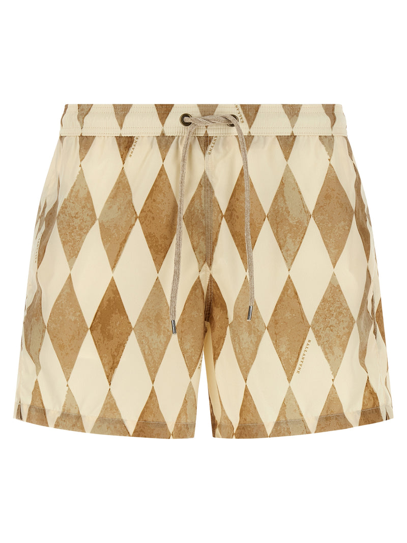 Ballantyne Beige Polyester Swim Shorts - Luxury Beachwear