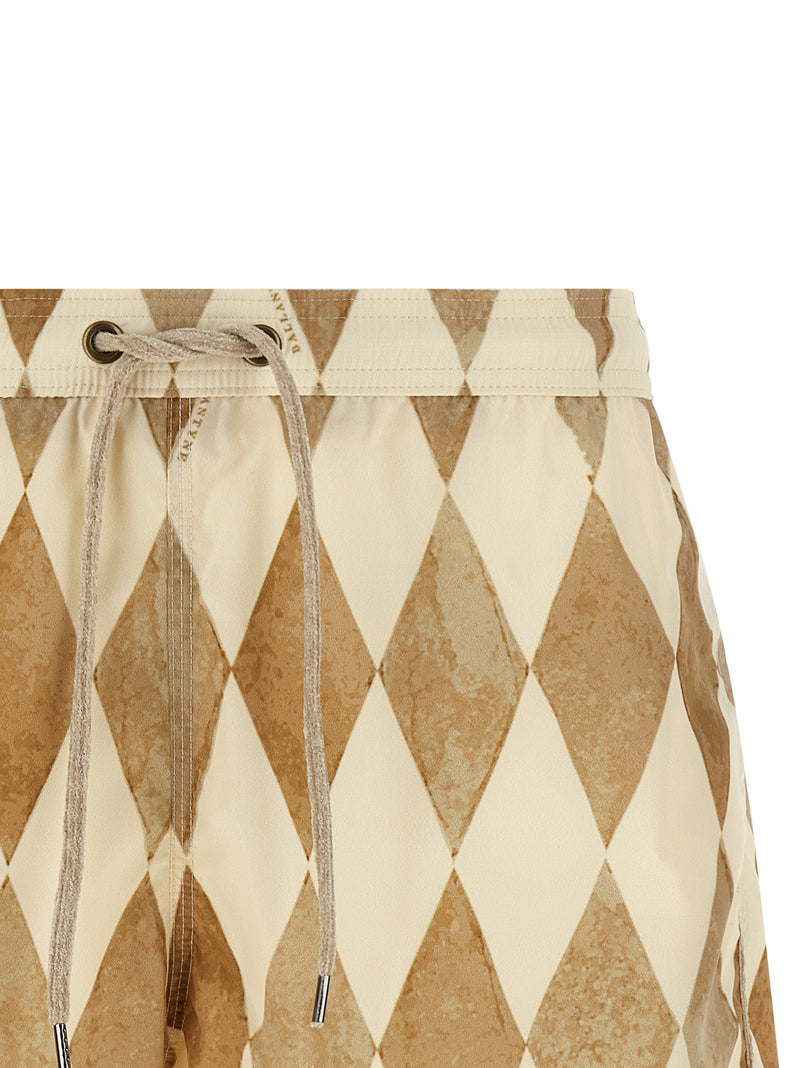 Ballantyne Beige Polyester Swim Shorts - Luxury Beachwear