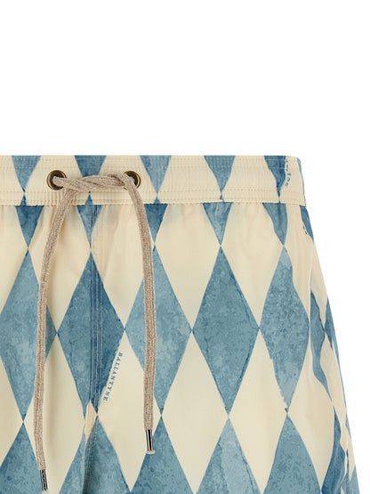 Ballantyne Blue Polyester Swim Shorts
