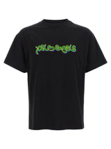 Palm Angels Black Cotton T-Shirt with 3D Thai Logo