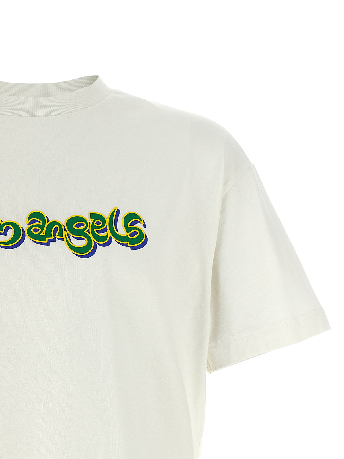 Palm Angels White Cotton T-Shirt with 3D Logo