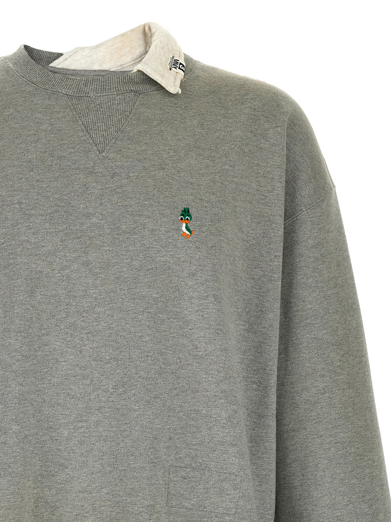 Sweat-shirt en coton gris Maison Mihara Yasuhiro