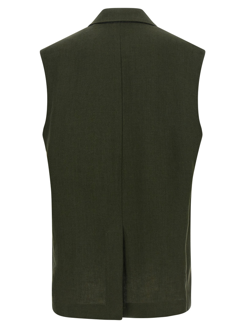 Max Mara Bicolor Linen Sleeveless Jacket