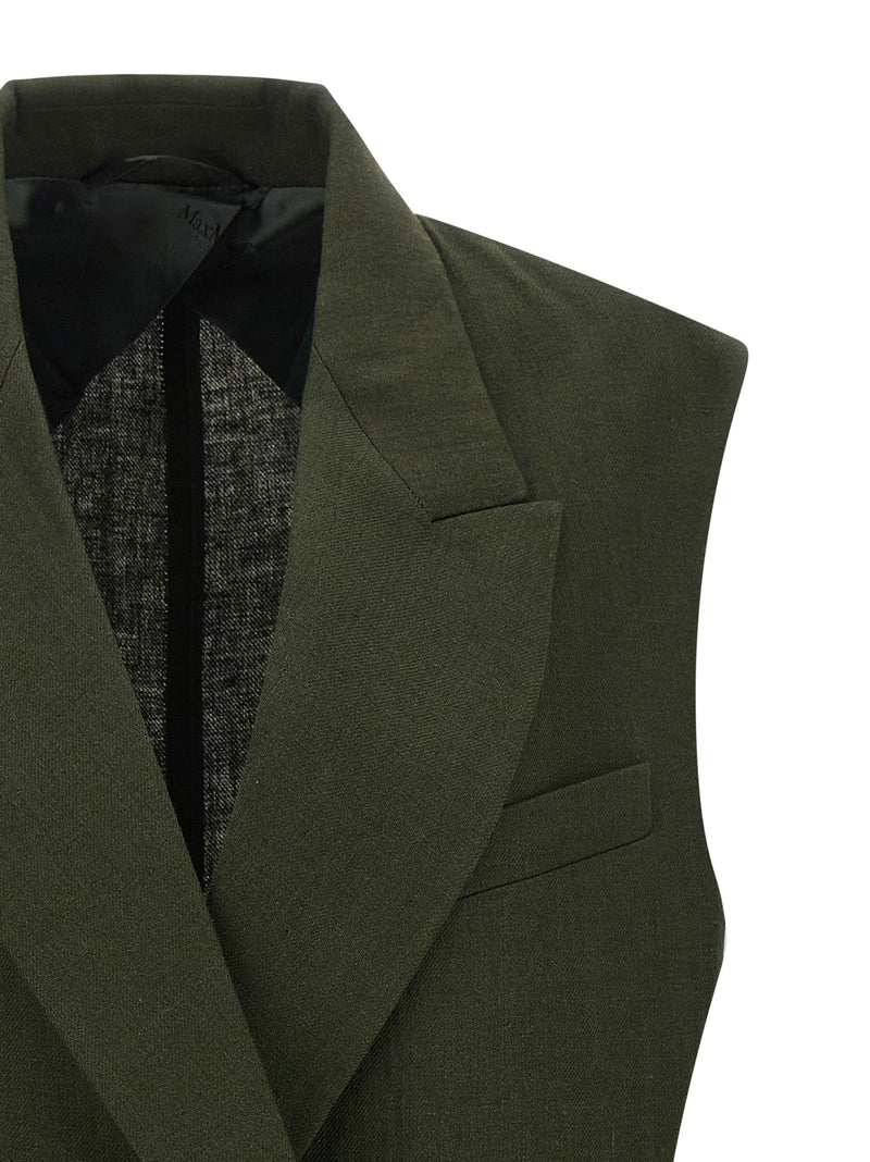 Max Mara Bicolor Linen Sleeveless Jacket