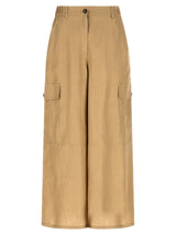 Max Mara Beige Linen Cargo Pants