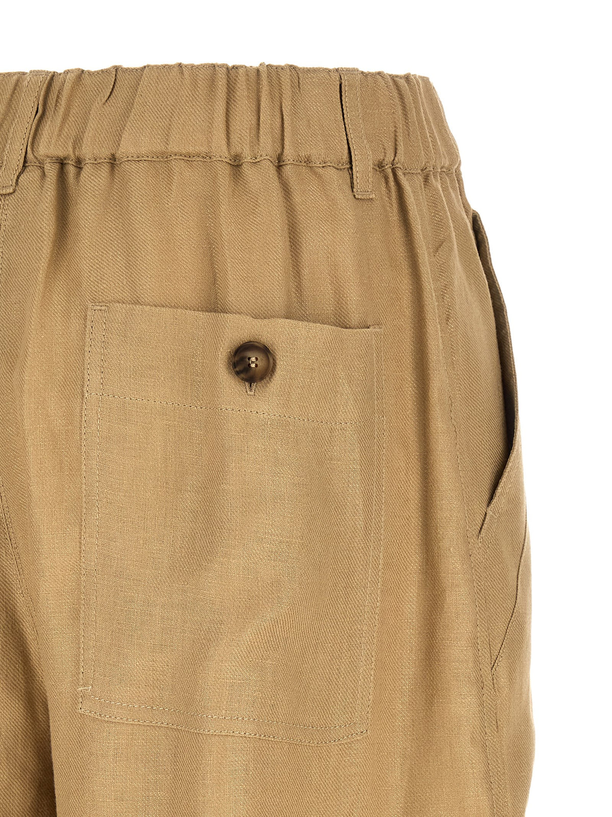 Max Mara Beige Linen Cargo Pants