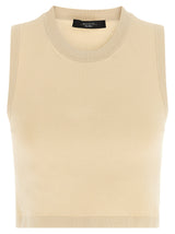 Max Mara Beige Viscose Sleeveless T-Shirt - WikBombo